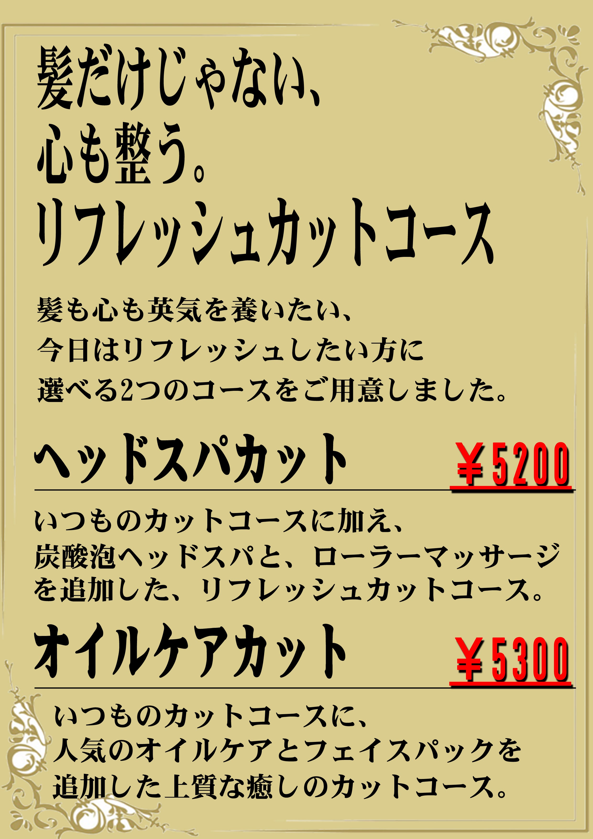 リフレッシュカットコース新登場の写真