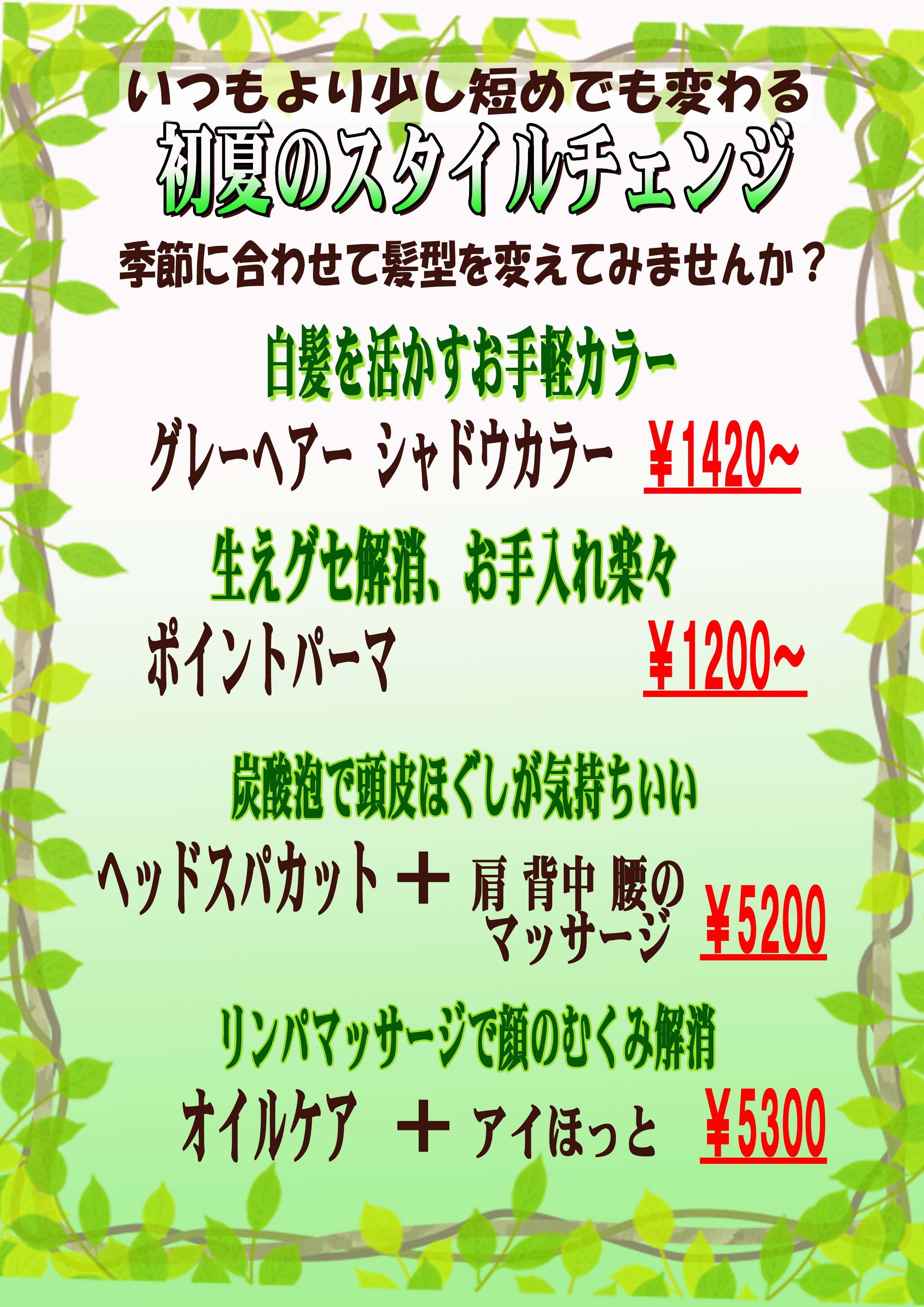 初夏のスタイルチェンジの写真