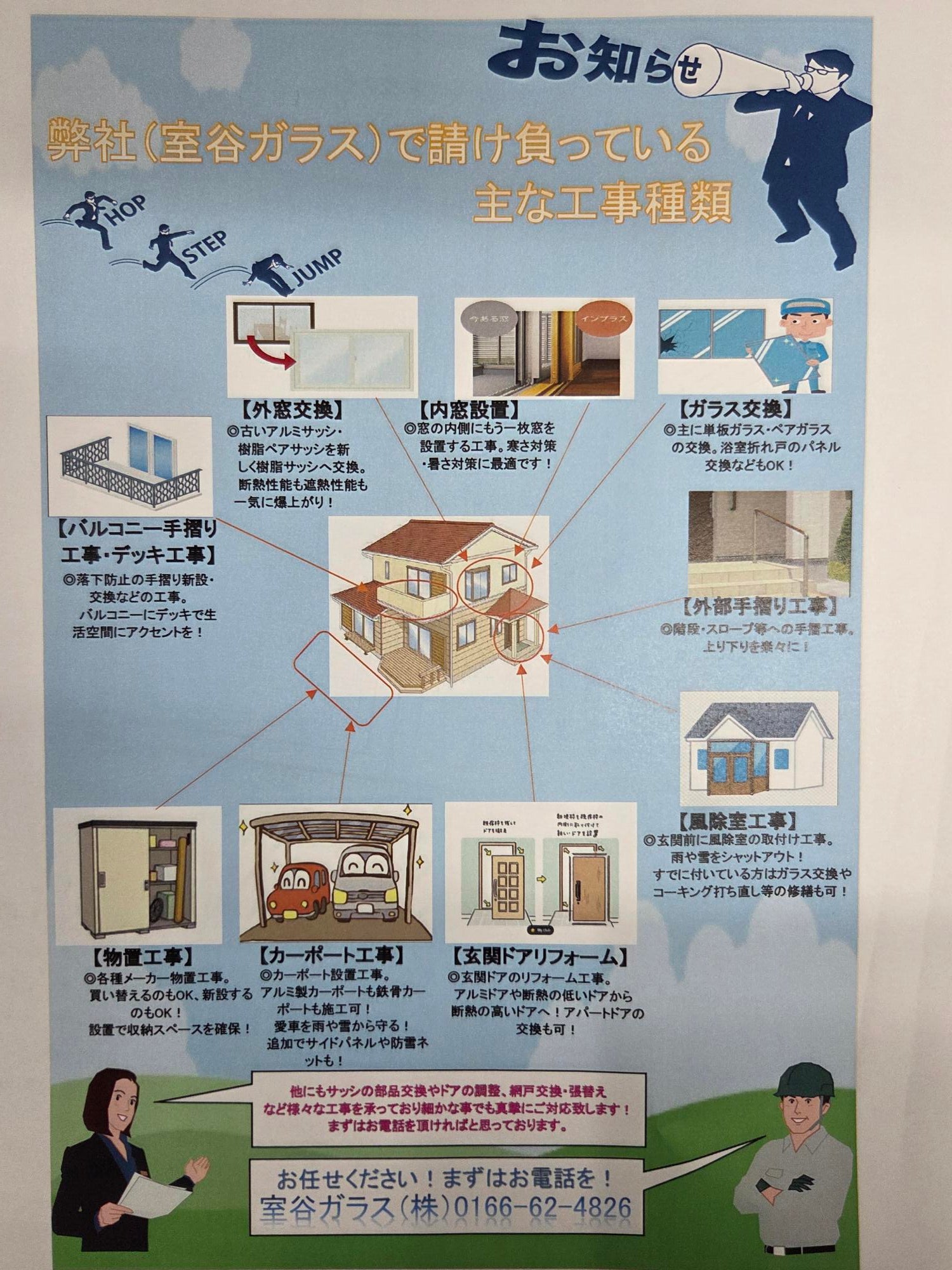 室谷ガラス株式会社の室谷ガラス（株）の主に対応している工事のご案内の写真