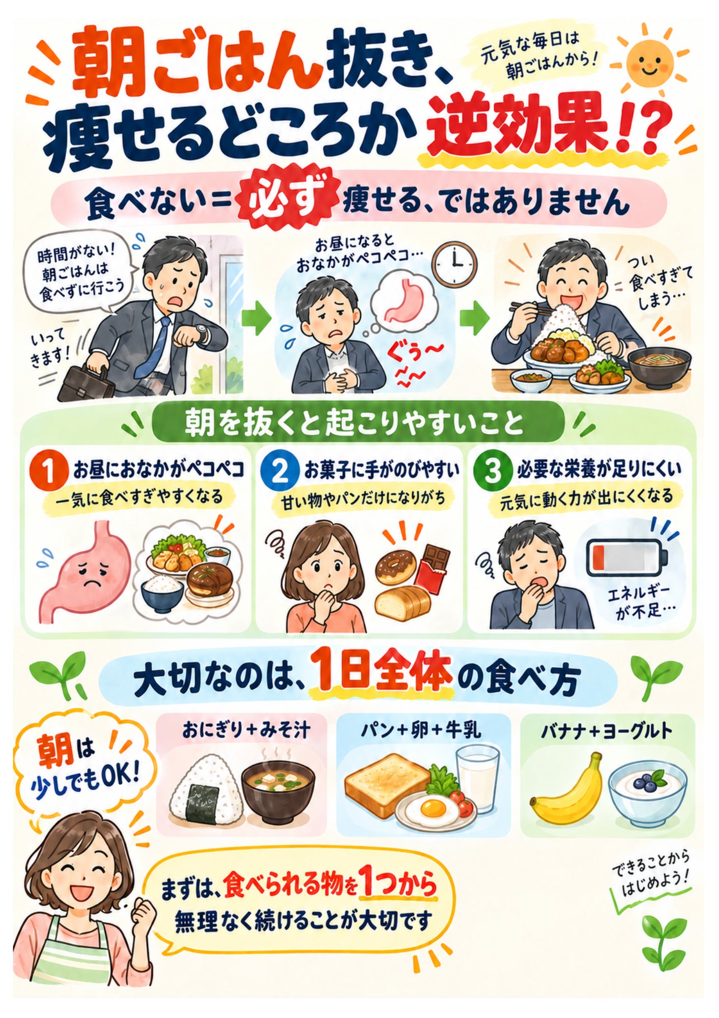 【朝ごはん抜きは逆効果！？🍙】の写真