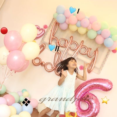 Birthday Party【Photo：🔴ラバー(ゴム)ヘリウムバルーン×1・🩵Ⅰと🩵Ⅱ壁デコ・⭐ナンバー(年齢)バルーンコラム・❖床に30個AIRバルーン 等】35000〜