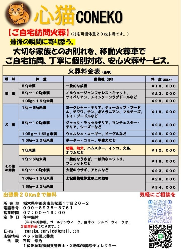 心猫CONEKOの動物火葬の写真