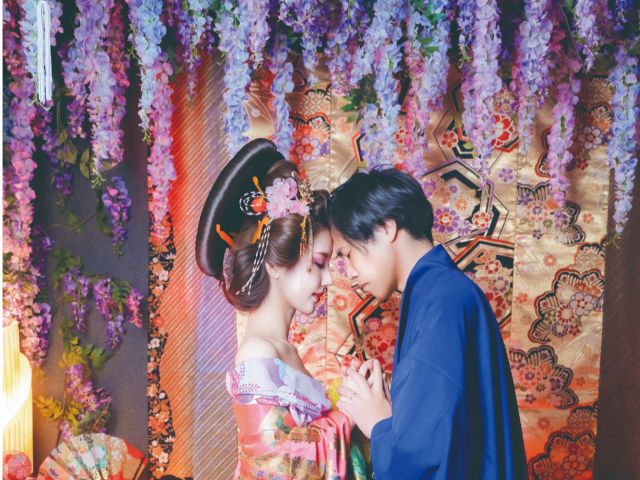 スタジオRectの【京都・花魁変身体験】花魁スタジオ柚桜～yusakura～｜カップルに人気＊花魁衣装＆和装で華やか撮影　カップルにおすすめ！の写真
