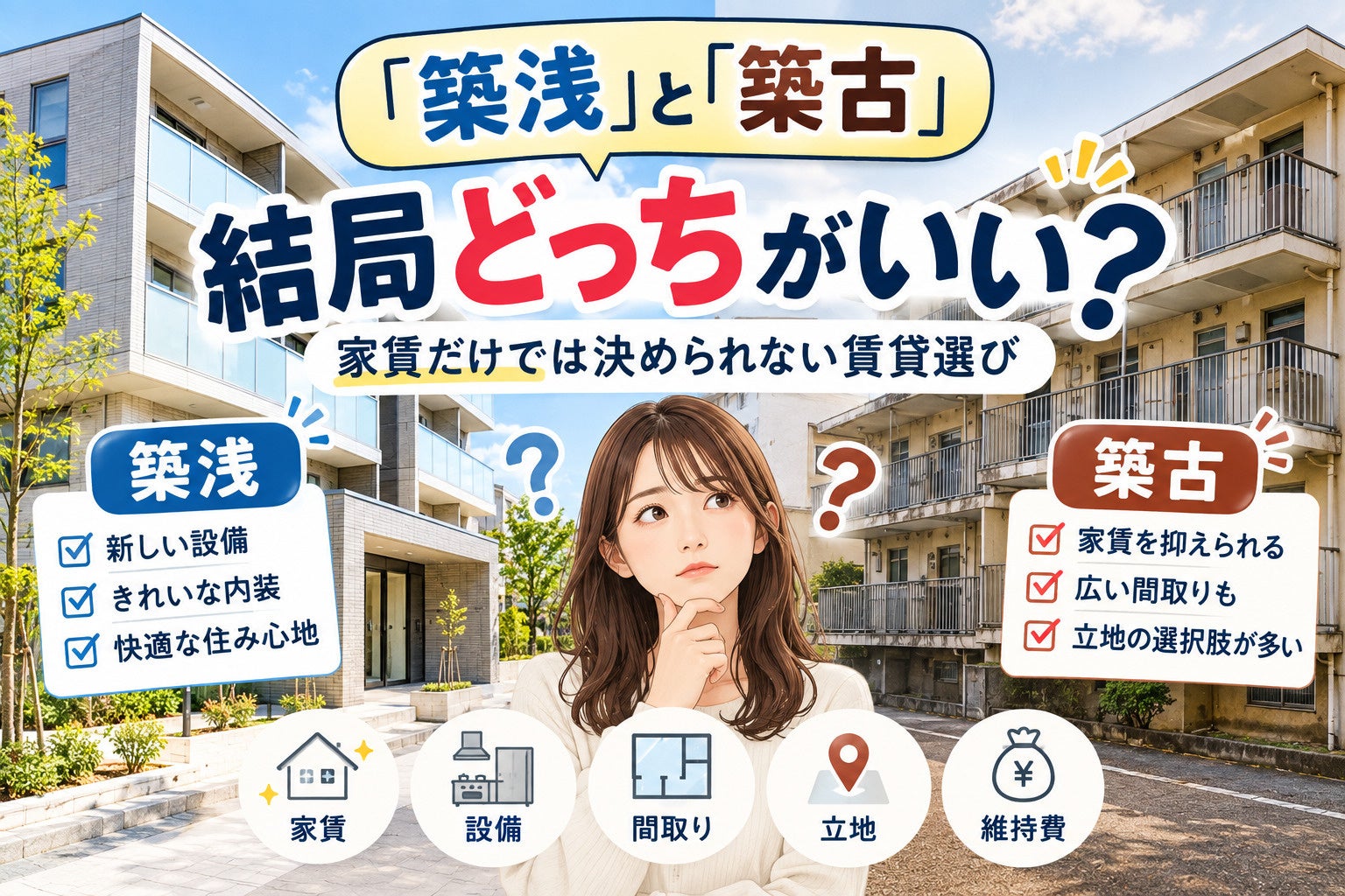 賃貸は築浅と築古どっちがいい？家賃・設備・住みやすさを比較！の写真
