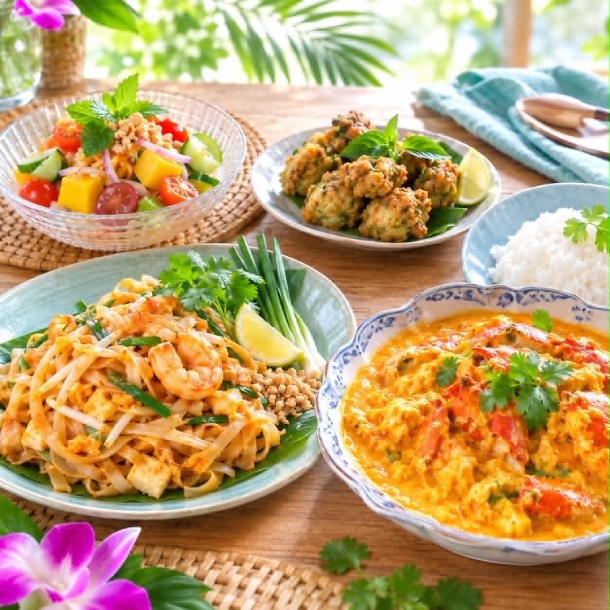 ムビリンゴ料理教室（スパイス＆ハーブ料理）の９月１５日と２２日タイ料理第3弾　プーパッポンカリーとパッタイ他の写真