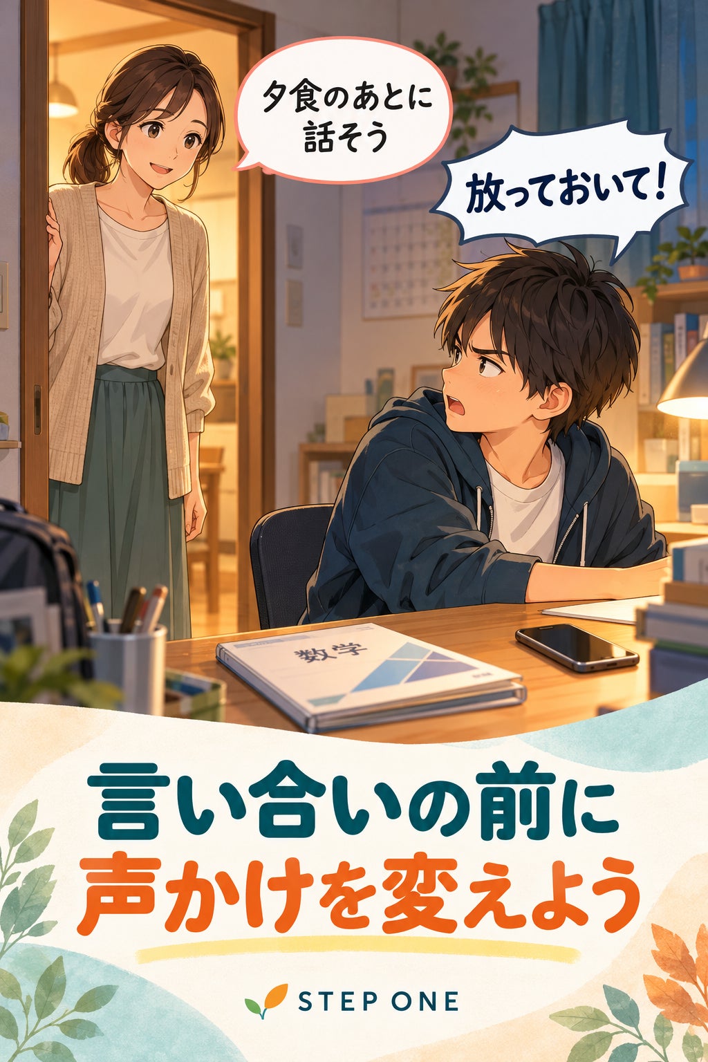 反抗期の勉強と親の声かけの写真