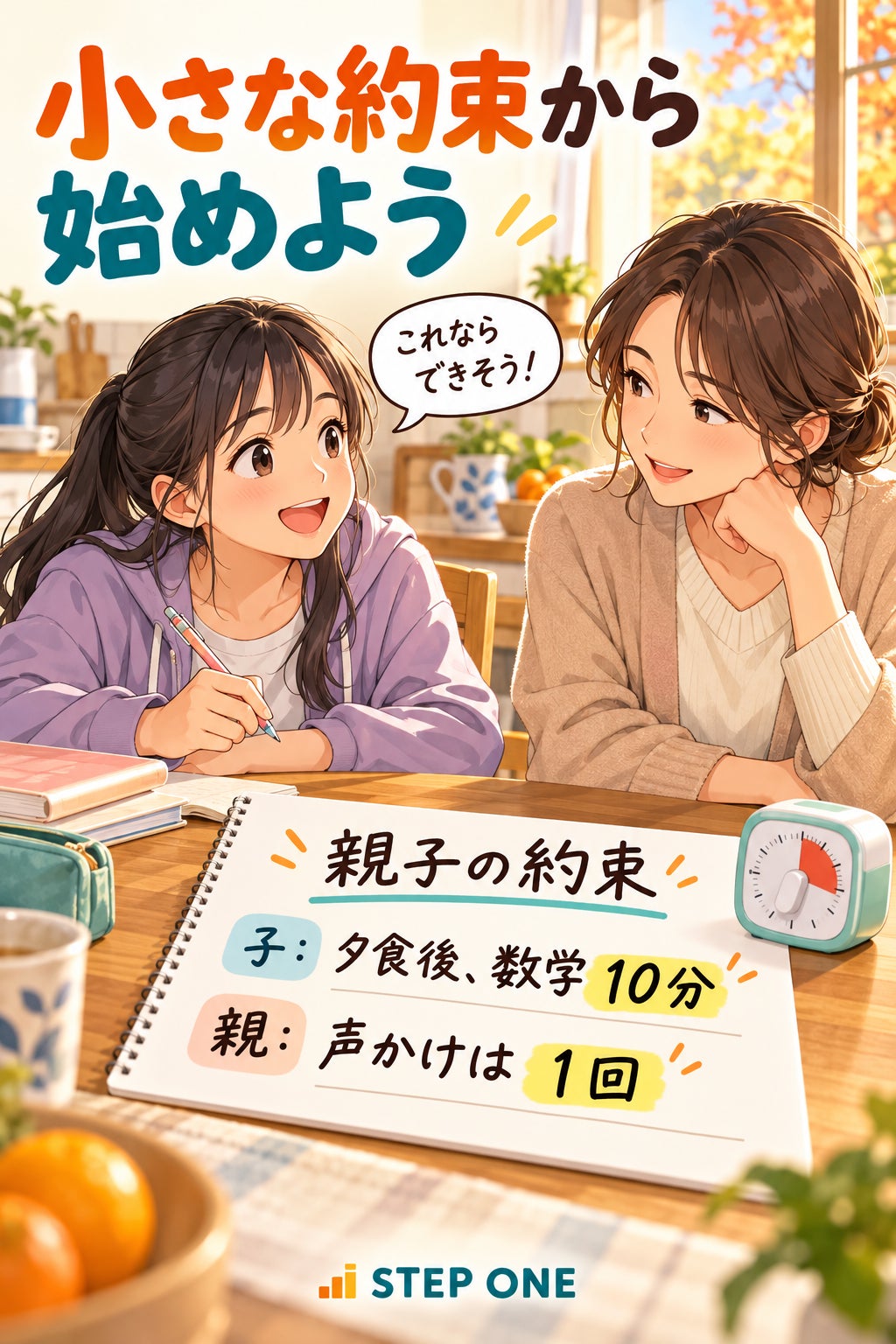 親子で決める勉強の約束の写真