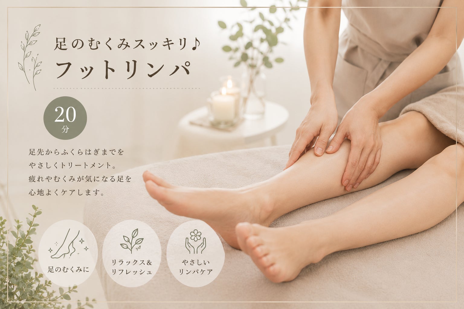 CrysPearlの足のむくみスッキリ♪ フットリンパ（20分）の写真