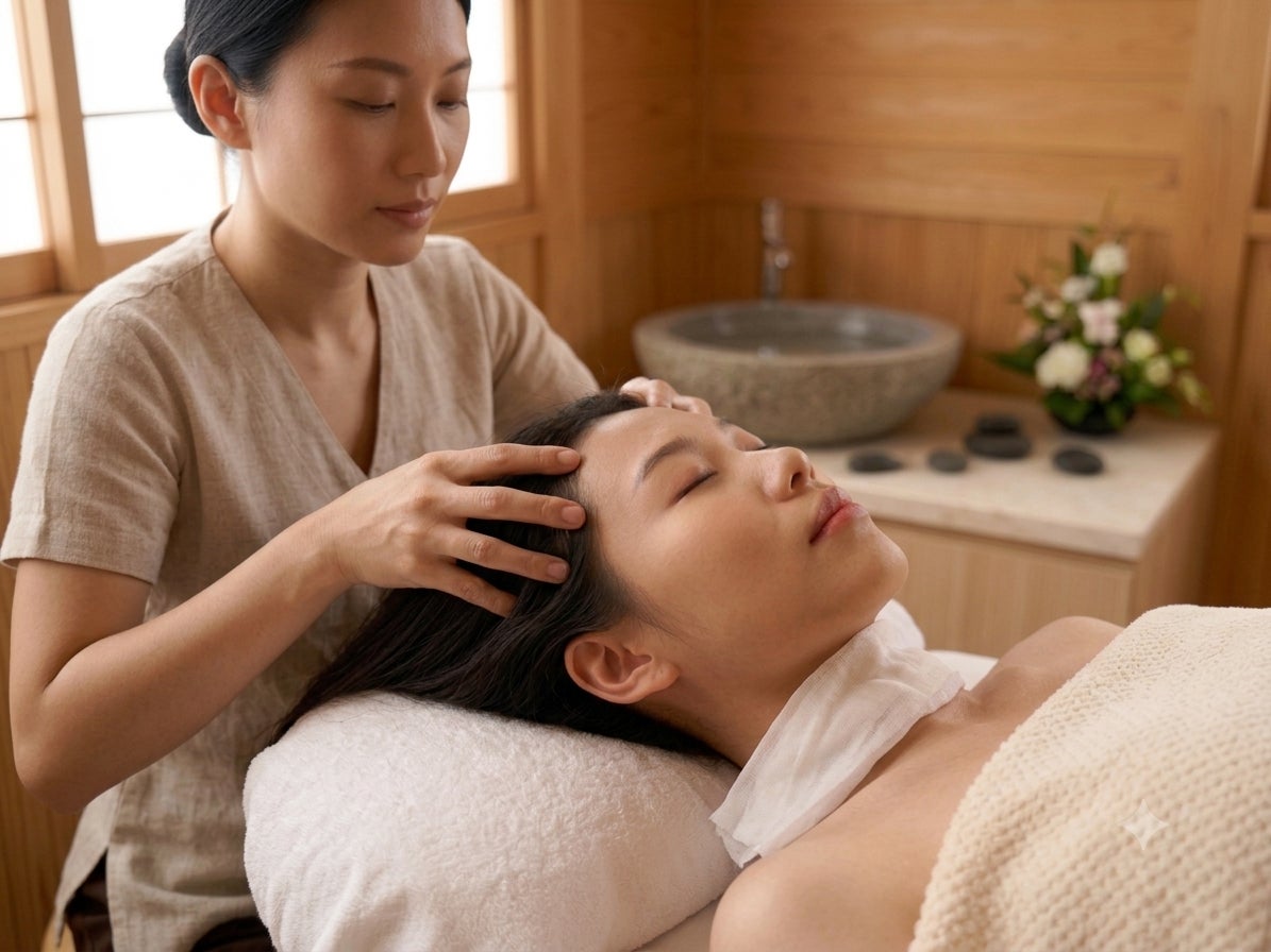 Aika Spa 満足館新長田店の首肩アロママッサージ付き、日本で珍しい新感覚ヘッドスパ 60分 4980円(税込)の写真