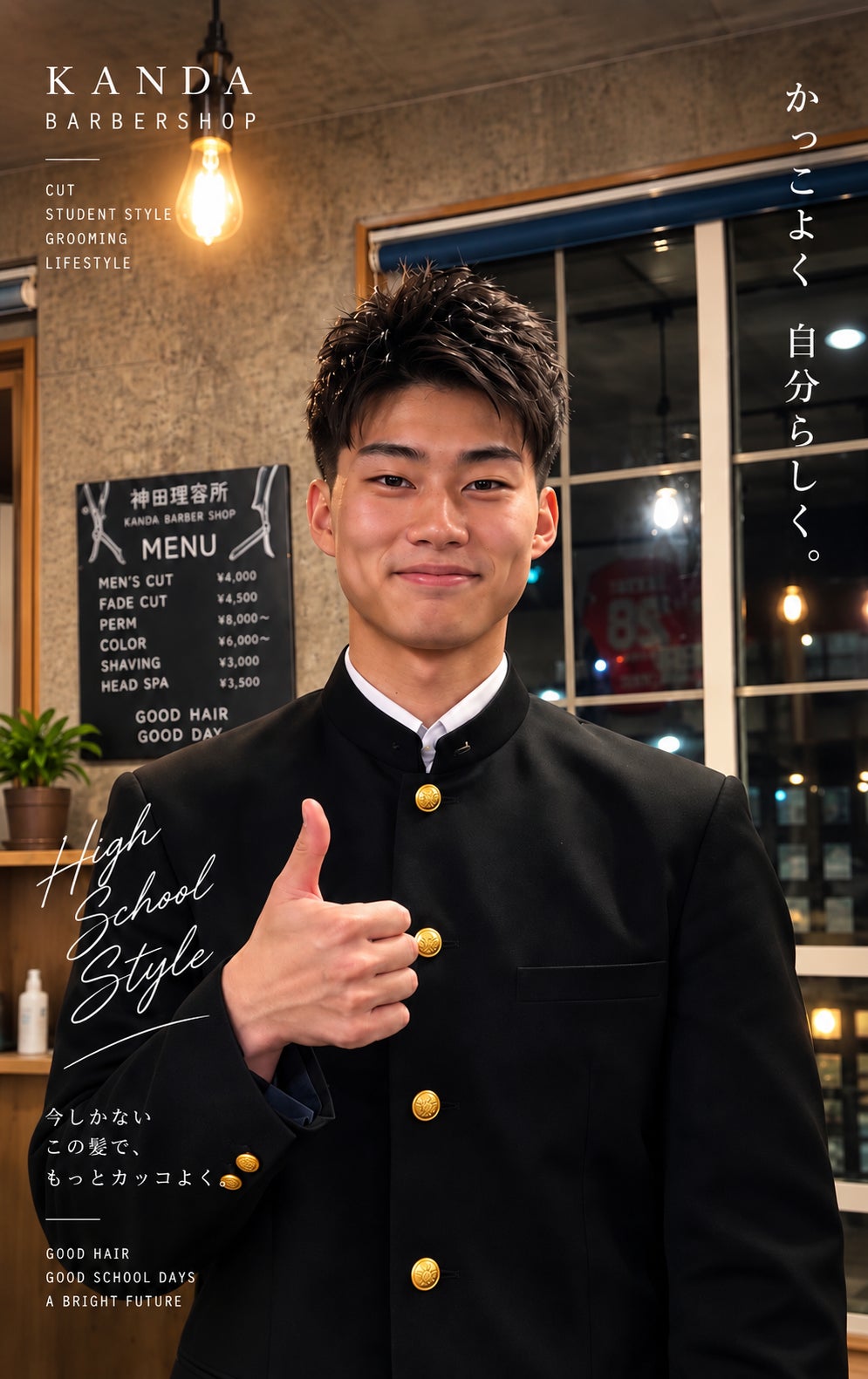 神田理容所の高校生カットの写真