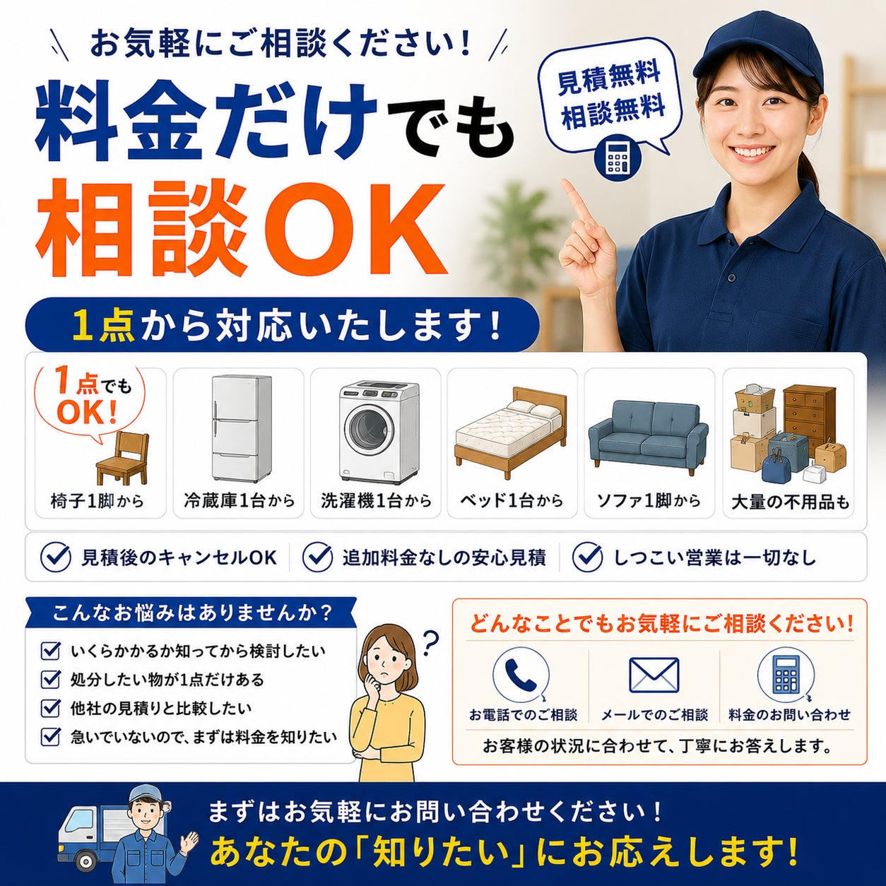 料金だけでも相談OK｜1点から対応の写真