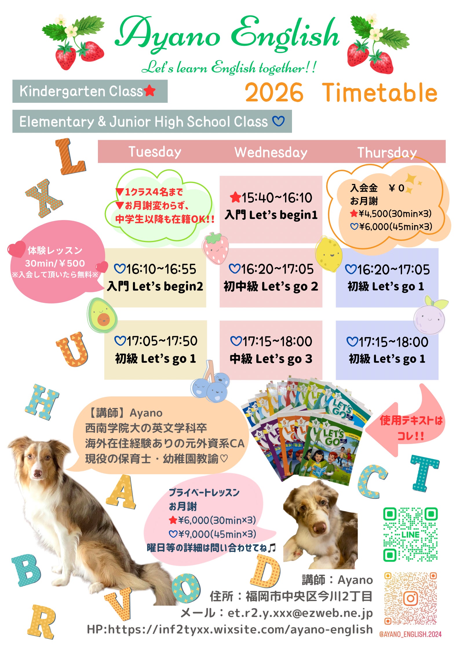 Ayano Englishの保育園・幼稚園生　プライベートレッスンの写真
