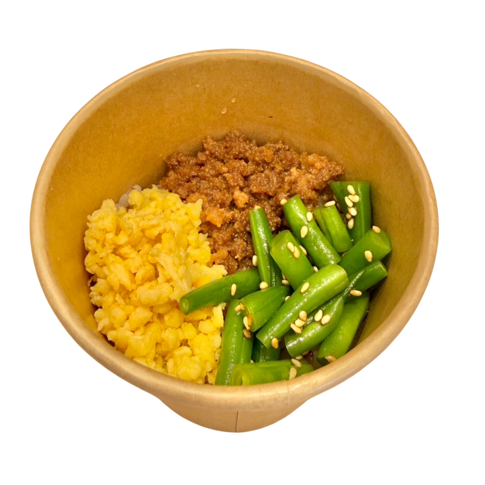 OKAZU SANDの三色CUP　鶏そぼろの写真
