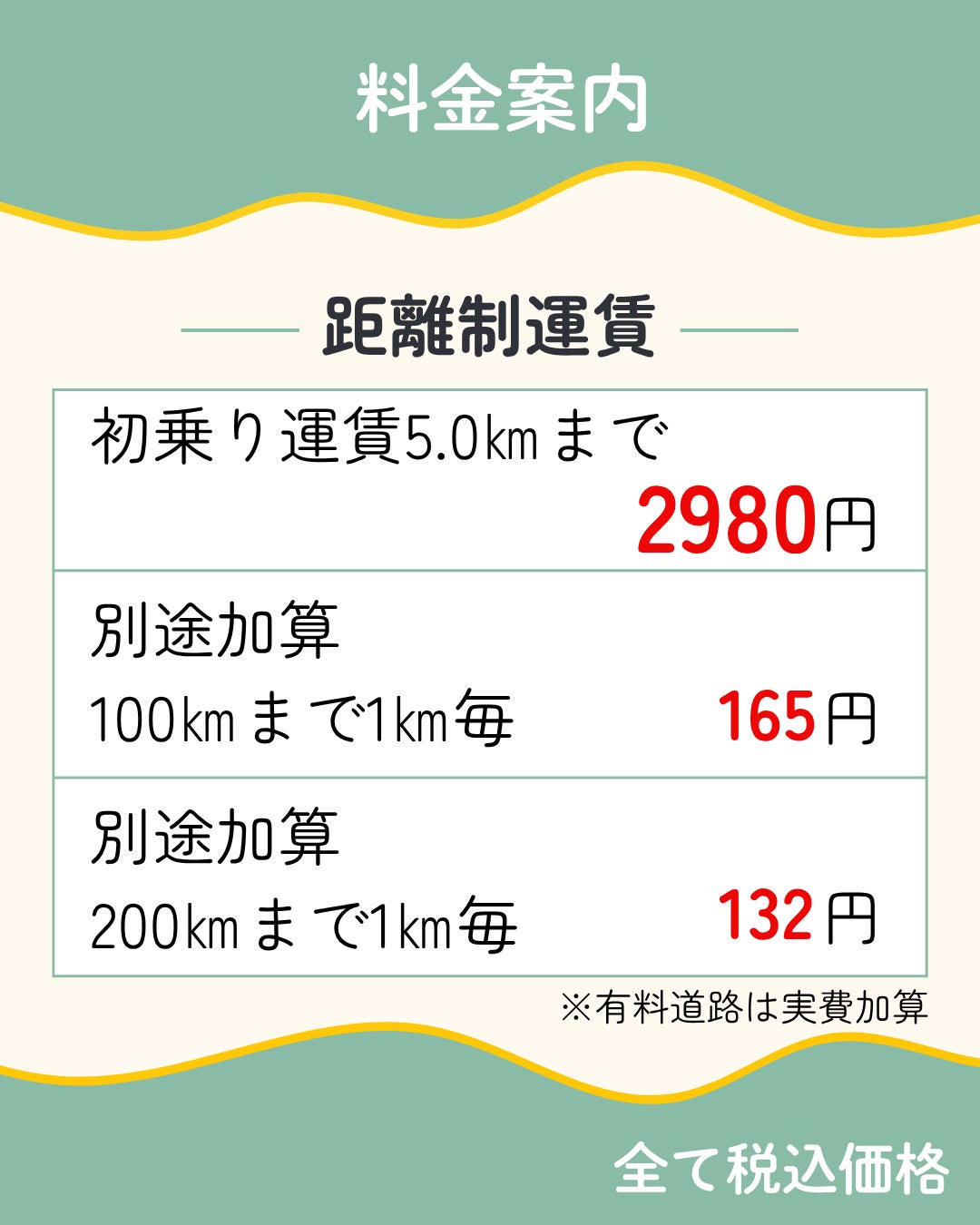 ペットタクシー HAKAタクの基本乗車料金 5km2,980円の写真