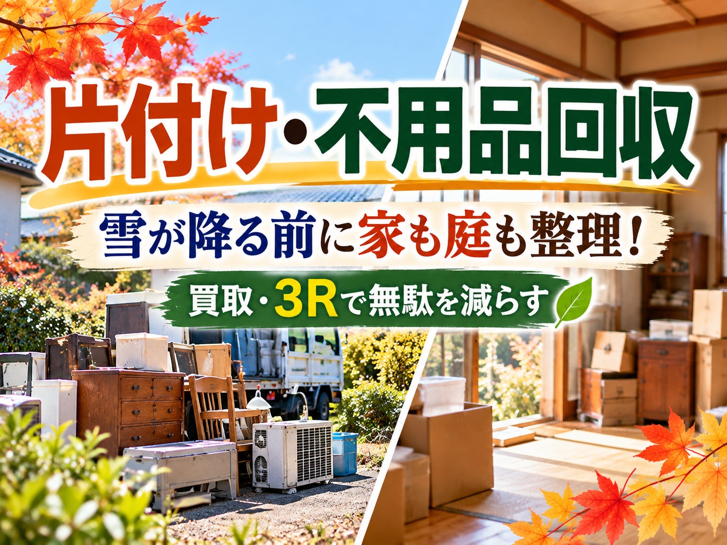 【片付け・不用品回収】雪で埋もれる前に！家も庭もまとめて整理✨の写真