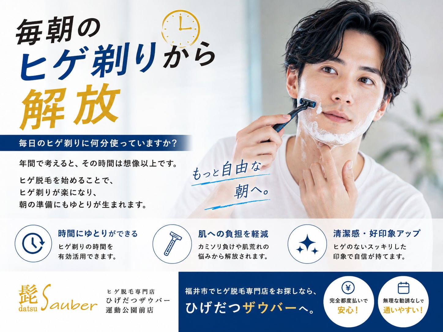 毎朝のヒゲ剃りから解放の写真