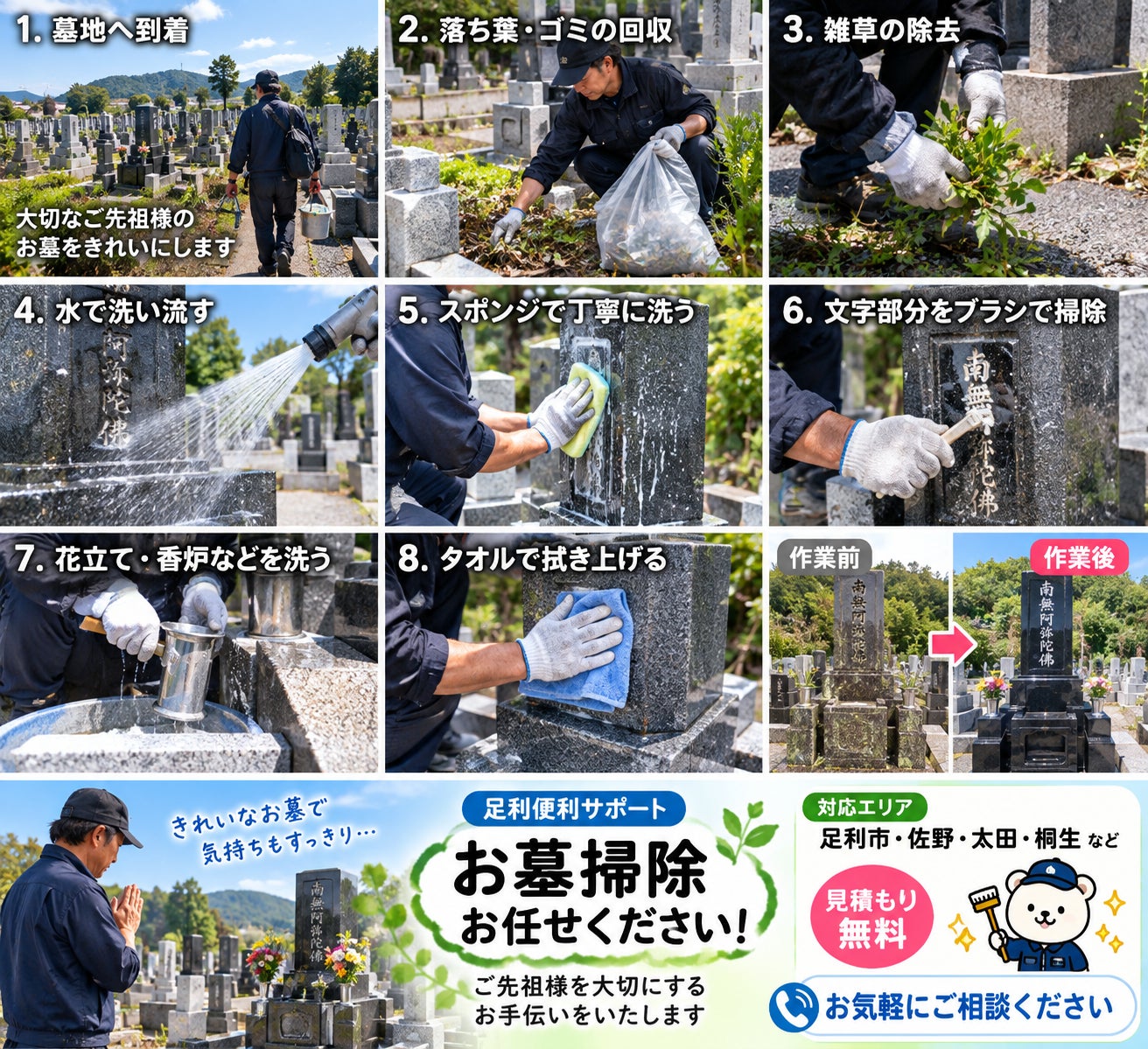 お墓のクリーニングを追加しました。の写真