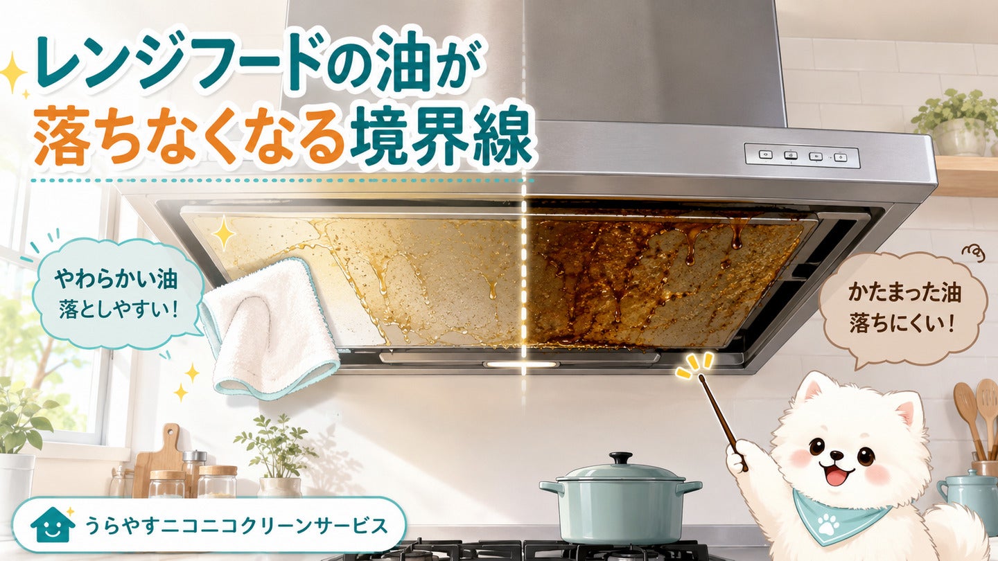 レンジフードの油が落ちなくなる境界線の写真