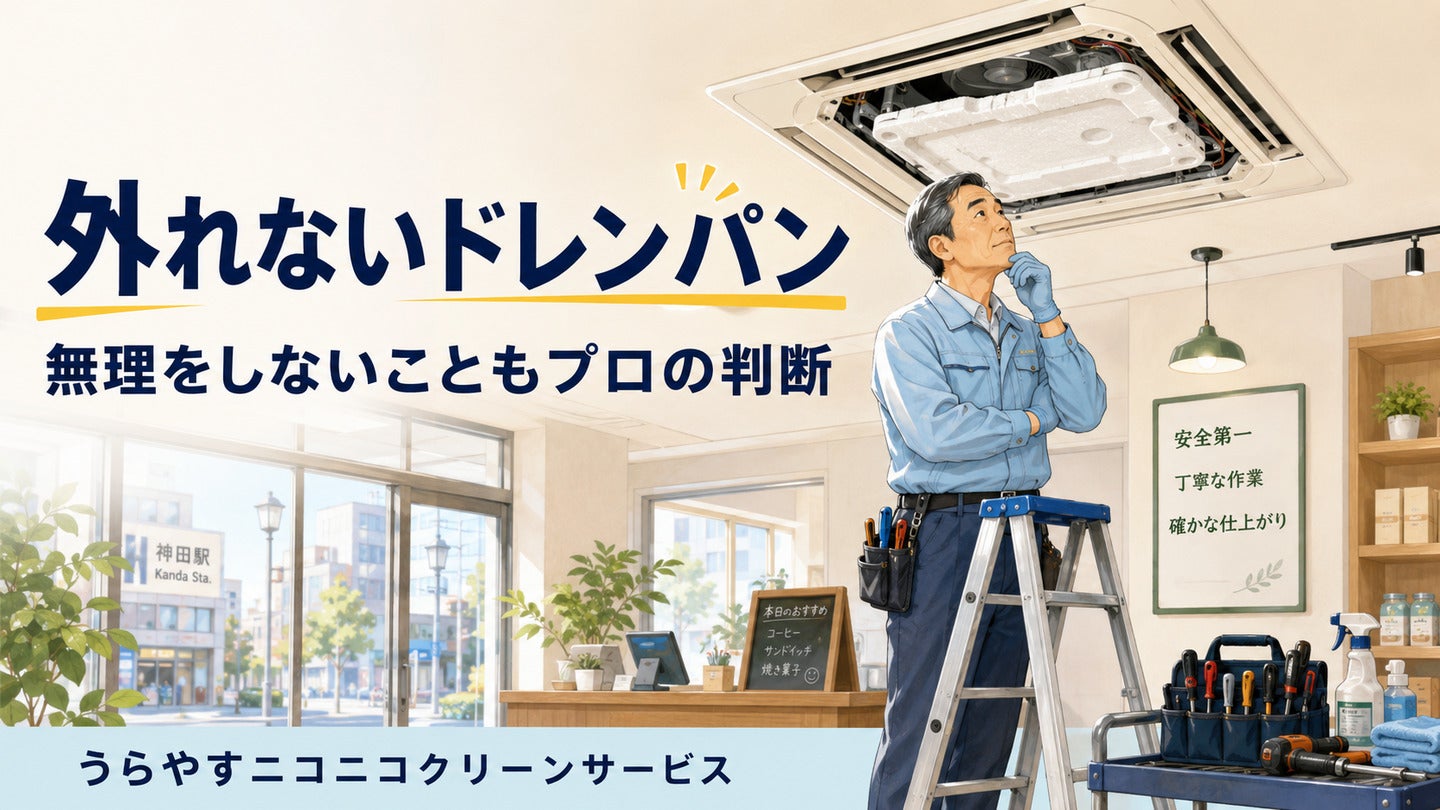 千代田区神田の店舗で、Panasonic製天井埋め込み型エアコンのクリーニングに伺いました。の写真