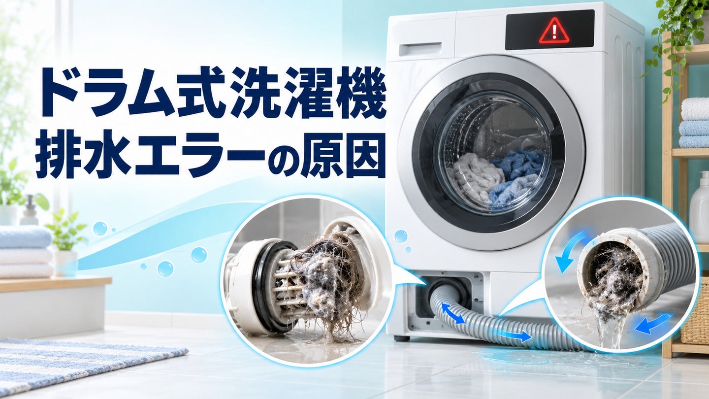 ドラム式洗濯機に「排水エラー」が表示されたことはありませんか？の写真