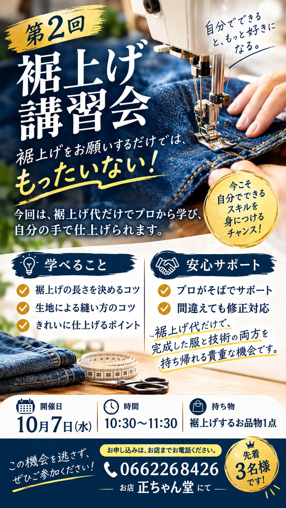 裾上げ講習会開催決定の写真