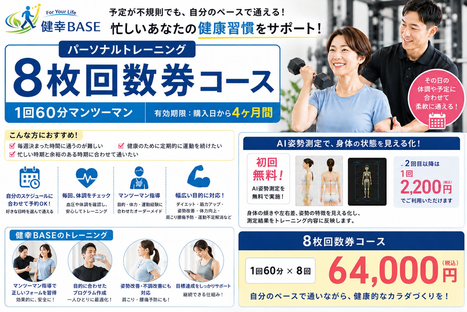 健幸BASEの回数券８回＊使用期限４ヶ月の写真