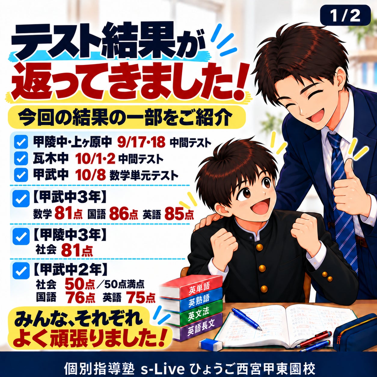 【テスト結果が返ってきました！】の写真