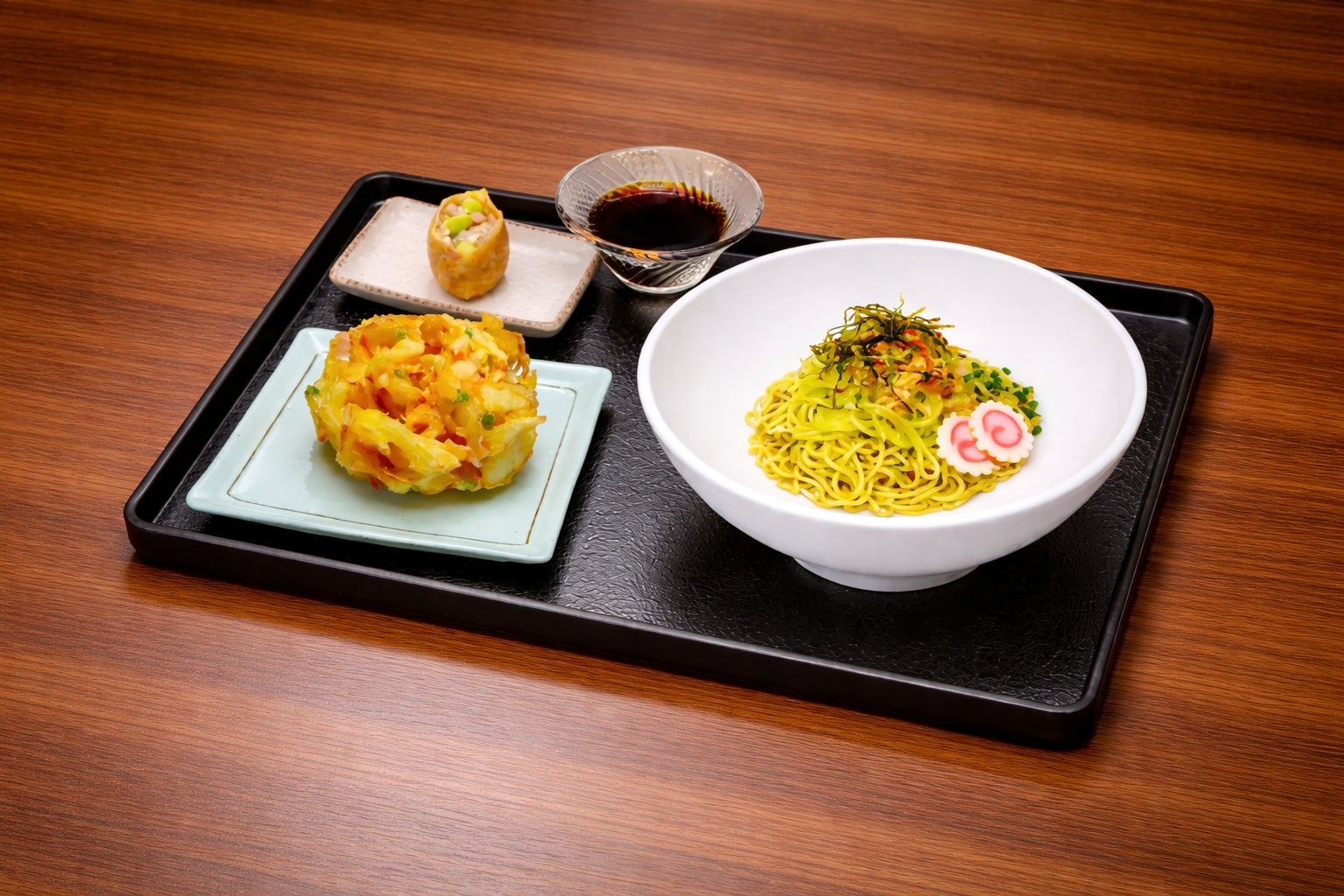 讃岐麺処どろがめの野菜かき揚げざるランチの写真