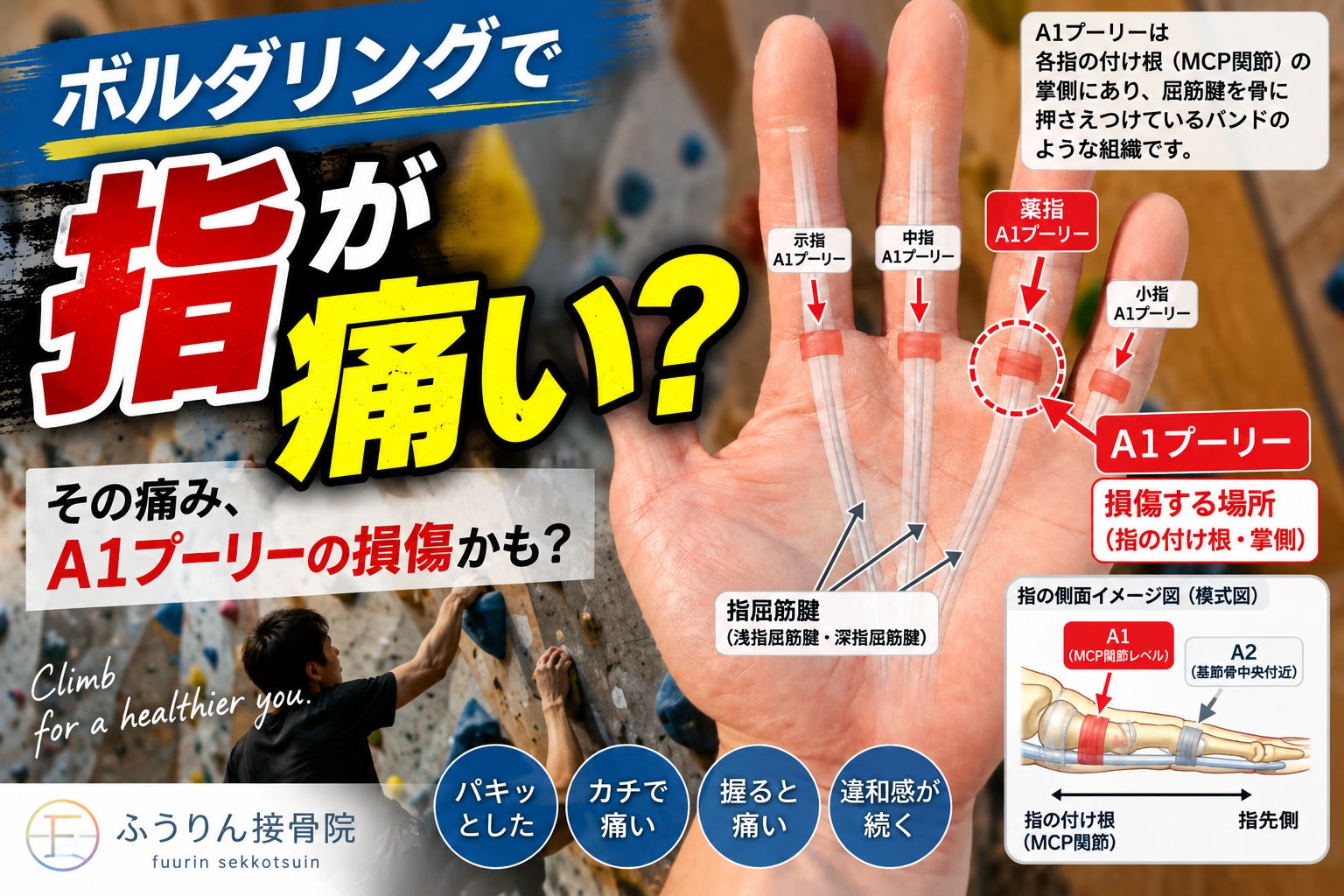 【ボルダリングで指が痛い方へ｜カチ持ち・「パキッ」とした指の違和感】の写真