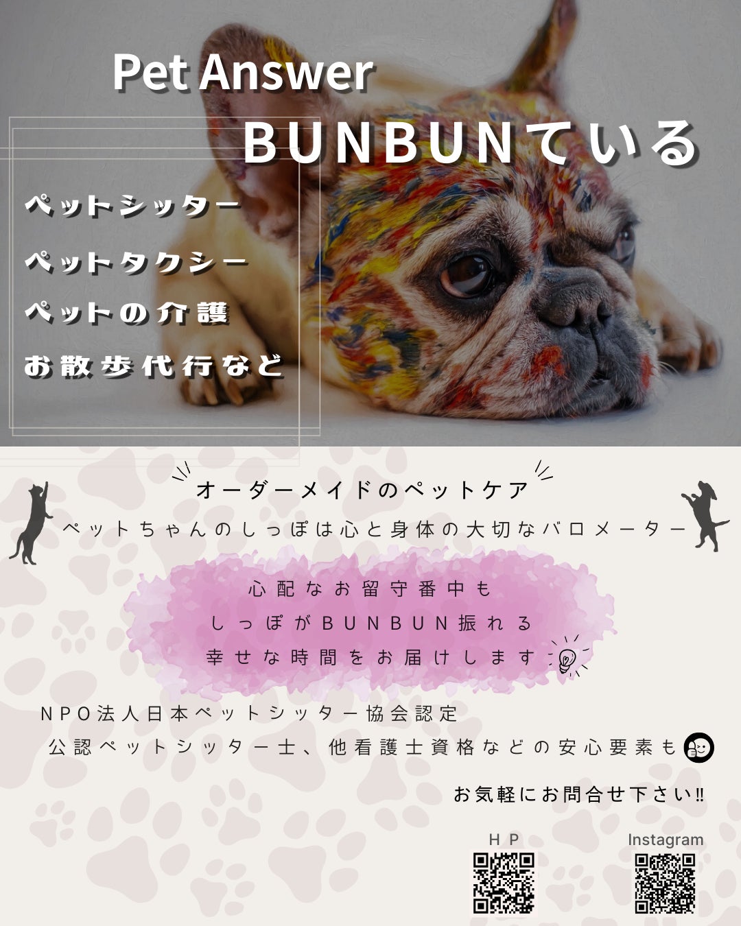 Pet Answer BUNBUNているのペットシッター・お散歩代行・通院代行・ペットタクシー・ペットの訪問介護・ドックトレーニング・飼養相談など、お気軽にご相談下さい!!の写真