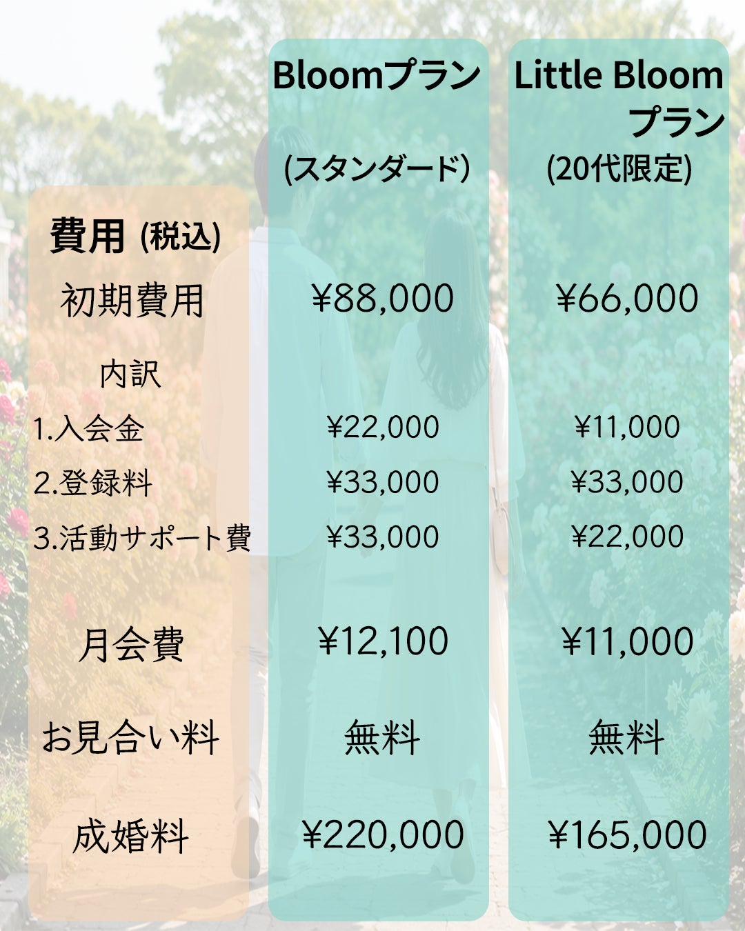 In Bloom 結婚相談所の料金ご案内の写真