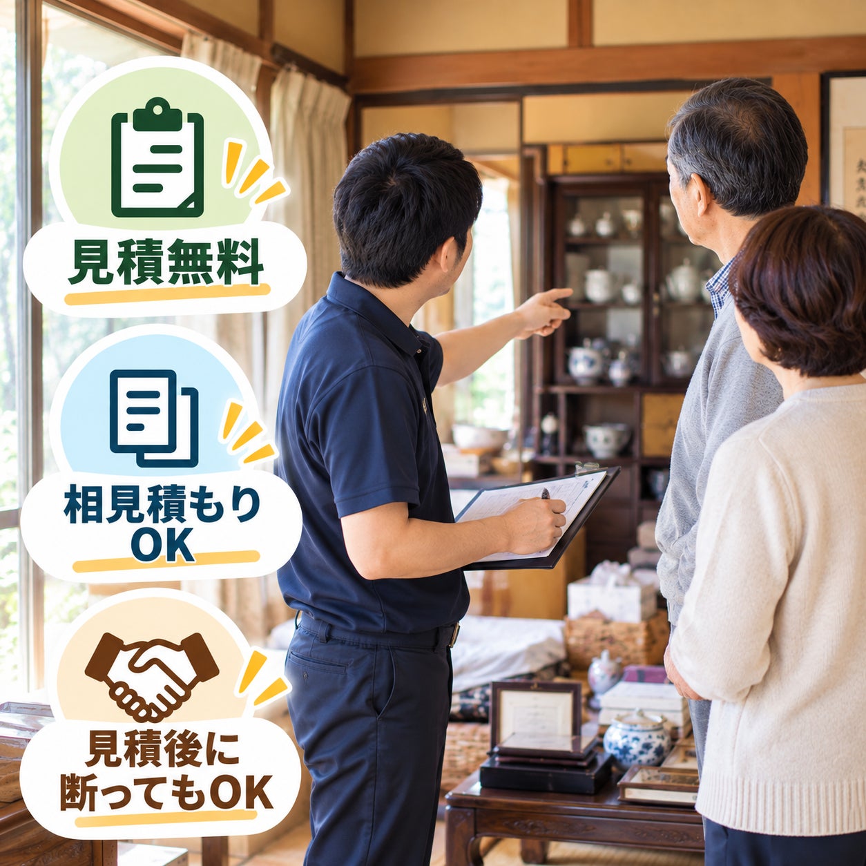 お片付け本舗 奈良店＜出張・訪問専門＞のまずは料金だけ知りたい方もOK｜見積もりだけでも大丈夫ですの写真